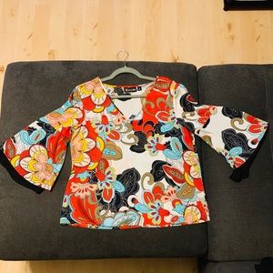 Paisley print top with bell sleeves